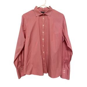 Lands' End Red check button down shirt collar cotton long sleeve Size 16